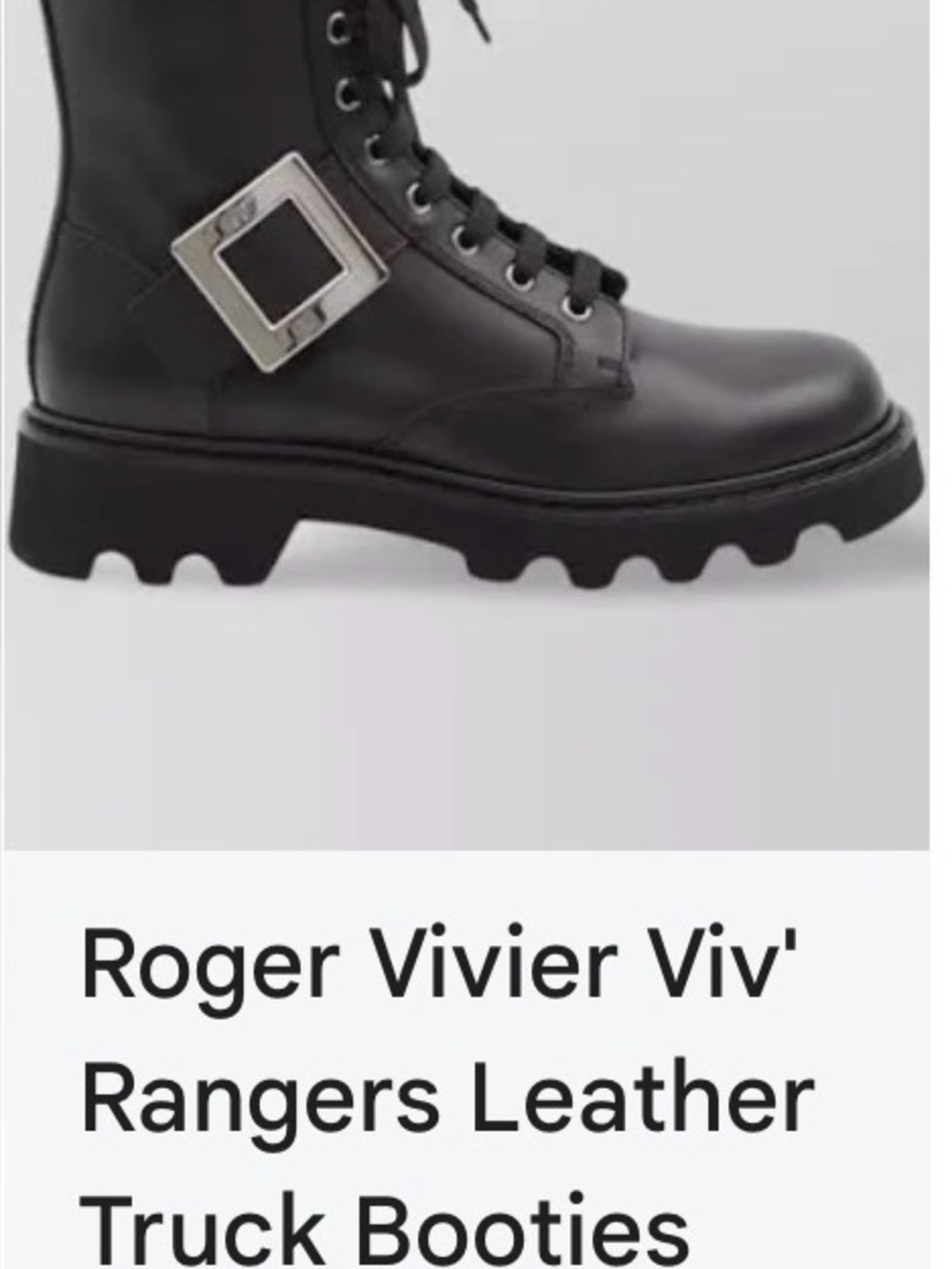 Roger Vivier Black Leather Lace-Up Ankle Boots with Buckle. Never worn.